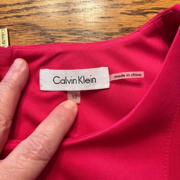 Calvin Klein Pink Sleeveless Dress, pleated, pockets Size 10 A line Preppy - Picture 4 of 11